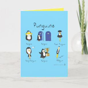 Punguins Penguin Puns Engraçado Cartão de Saudação