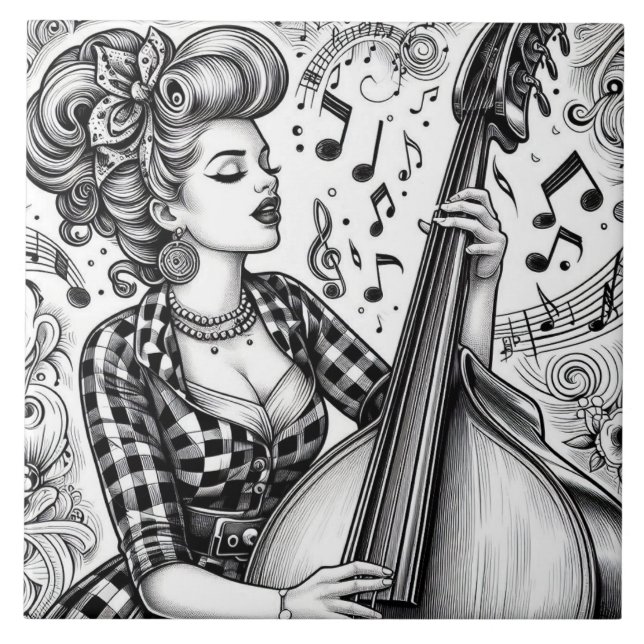 Punk Rock Rockabilly Retro Glam Preto e Branco (Frente)