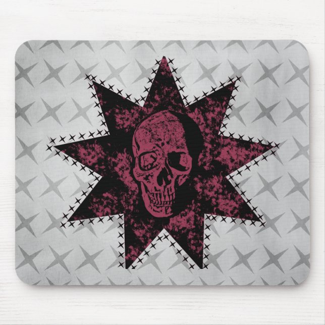 Punk Skull Mousepad (Rosa Escuro) (Frente)