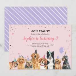 Puppy Aniversário Convite Para Cães Festa Pawty Pi