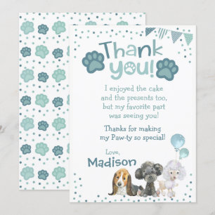 Puppy Aniversário Obrigado Cartões