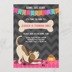 Puppy Birthday Convite Paw-ty Puppy Festa