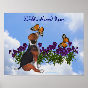 Puppy Butterflies Sala de Poster personalizados
