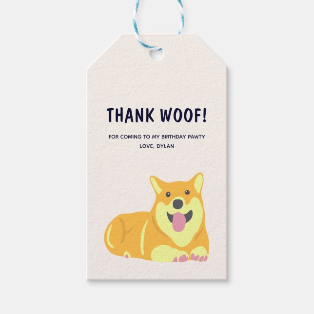 Puppy Dog Birthday Pawty Obrigado Dando a Etiqueta (Frente)