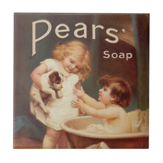 Puppy Taking A Bath Vintage Antique (Frente)