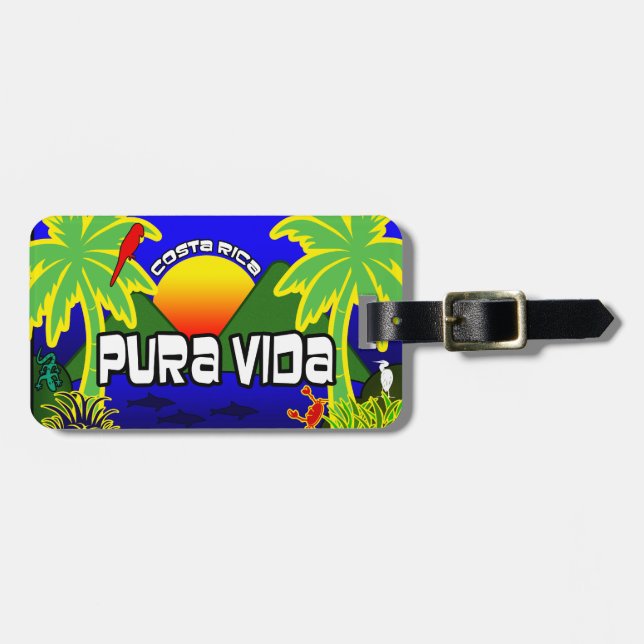 Pura Vida - Etiqueta de Bagagem Personalizada (Frente Horizontal)