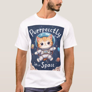 Puramente no Espaço Camisa de Gato T-Shirt Kawaii 