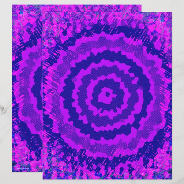 Purple Abstract Flower Scrapbook Paper 2-Sided Pag (Frente/Verso)