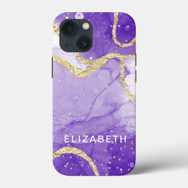 purple and gold marble glitter personalized  (Verso)