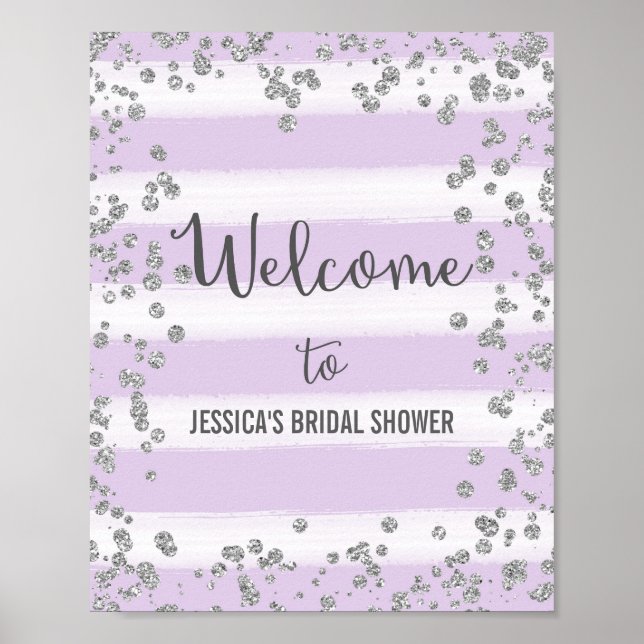 Purple and Silver Welcome Poster Print (Frente)