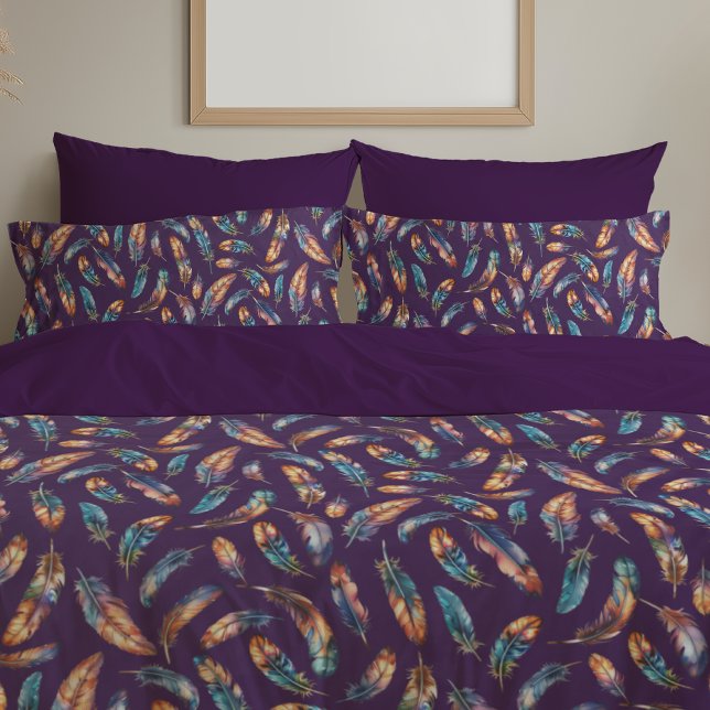 Purple Black Feather Print - Reversible Boho Art (Criador carregado)