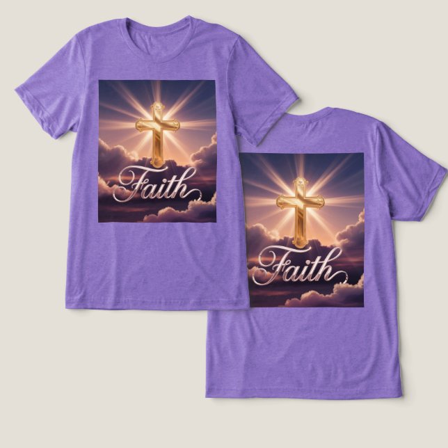 Purple Clouds Gold Cross Faith (Design Frente e Verso)