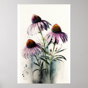 Purple Coneflowers Art Impressão Poster
