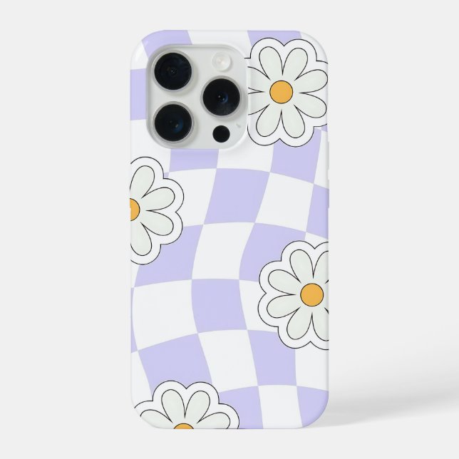 Purple Daisy Checkered Phone Case (Verso)