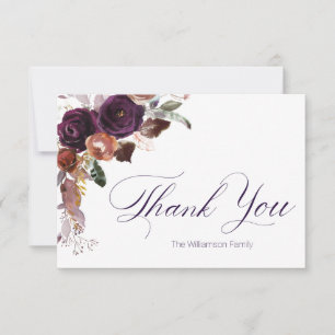Purple Dourado Floral Personalizado Obrigado Notas