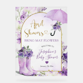 Purple Floral April Showers Welcome