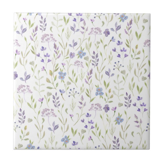 Purple Floral Ceramic Tile (Frente)