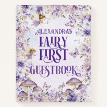 Purple Floral Fairy First Guestbook Deluxe 