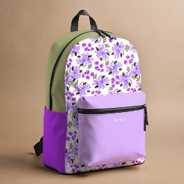 Purple Floral Garden Personalizado Nome Inicial