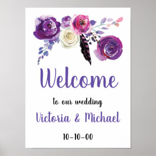 Purple Floral Watercolor Boho Poster