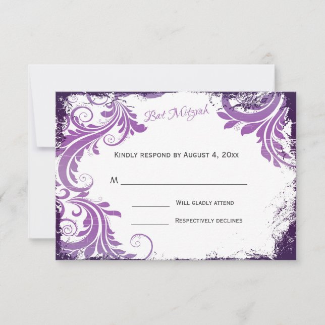Purple Flourish Bat Mitzvah RSVP (Frente)