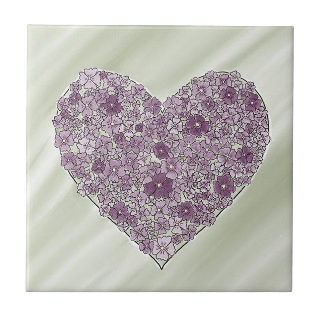 Purple flowered heart tile (Frente)