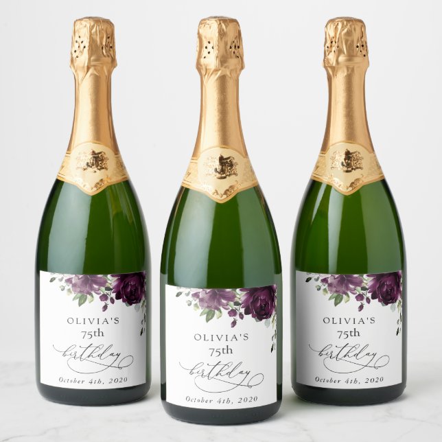 Purple Flowers, Plum Flowers, Boho, Birthday (Garrafas)