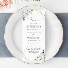 Purple Flowers, White Flowers, Bridal Shower Menu