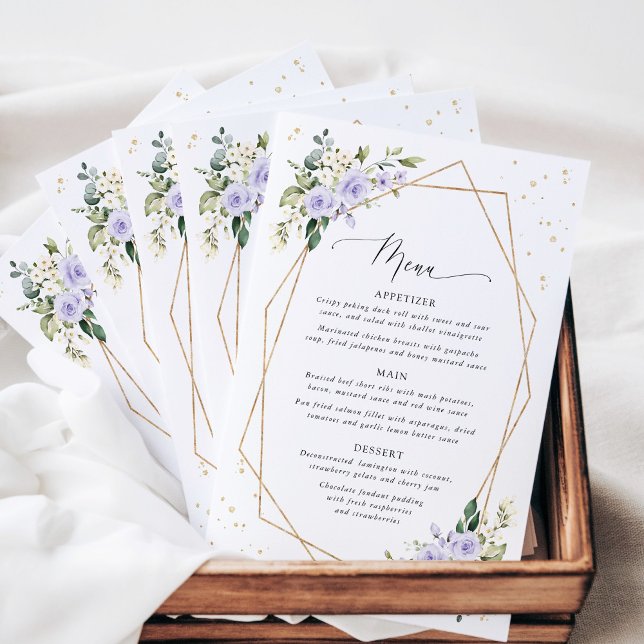 Purple Flowers, White Flowers, Bridal Shower Menu (Criador carregado)