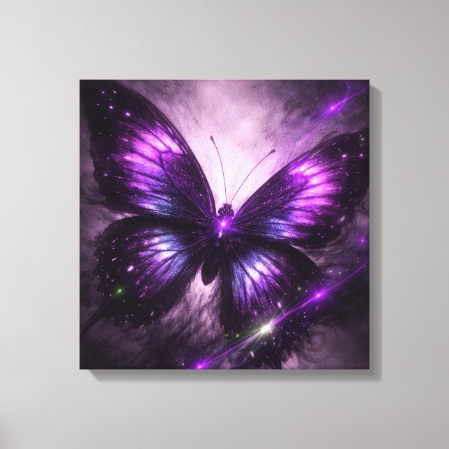 Purple Galaxy Butterfly Canvas Wall Art (Frente)