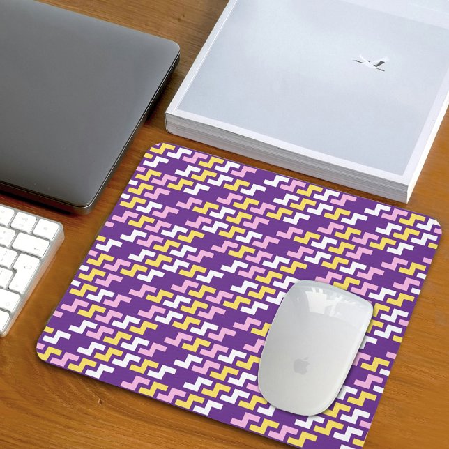 Purple Geometric Pattern Mouse Pad (Criador carregado)
