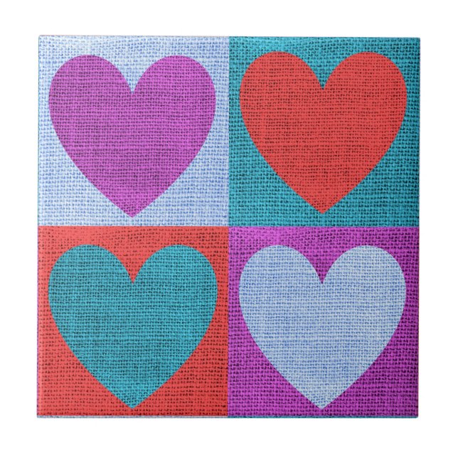 Purple Green and Red Checked Heart Pattern (Frente)