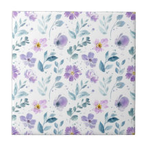 Purple Green Watercolor Wildflower