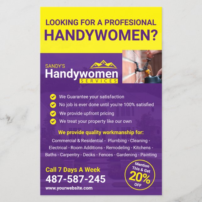 Purple Handy Women Business Flyer - Home Business (Frente)