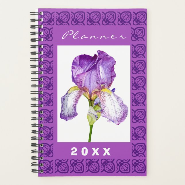 Purple Iris | Planejador de Arte Floral de Aquarel (Frente)