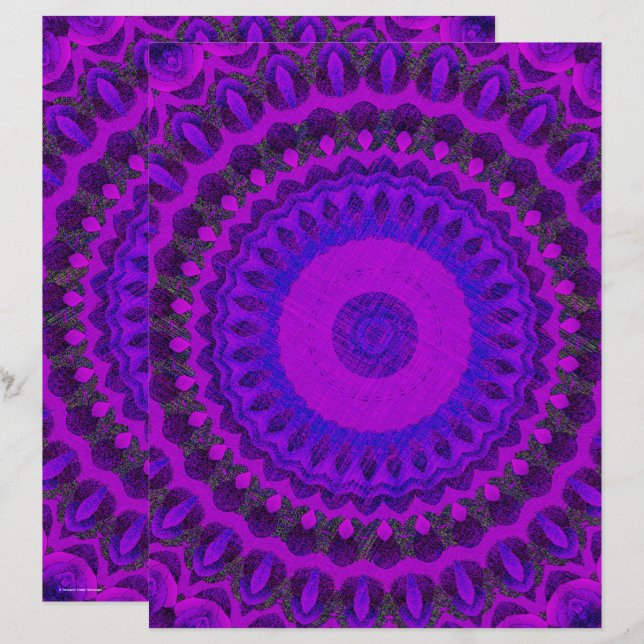 Purple Kaleidoscope Scrapbook Paper 2-Sided Page (Frente/Verso)