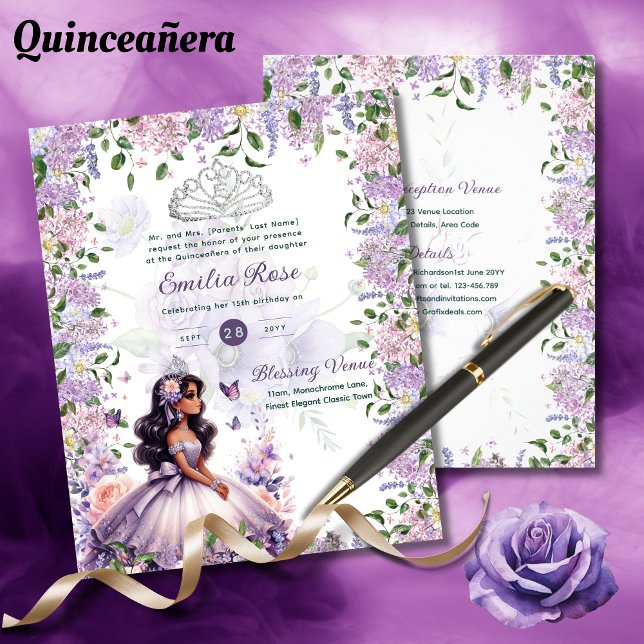Purple Lilac Quinceanera Vestido Floral Wisteria (Criador carregado)