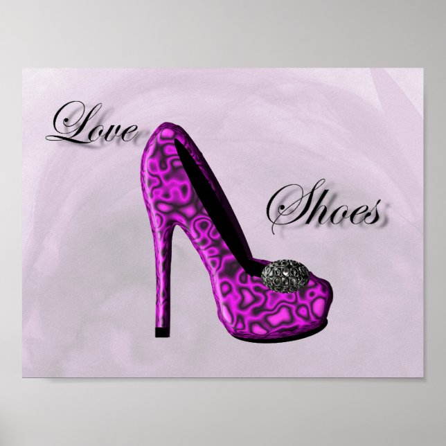 Purple Love Shoes Stiletto Fashion Poster (Frente)
