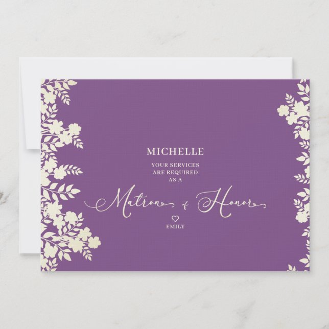 Purple Matron of Honor Proposal Botanical Frame (Frente)