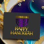 Purple Menorah Chama Feliz Cartão Hanukkah<br><div class="desc">Itens temáticos de feriado projetados por Umua. Impresso e enviado pela Zazzle ou suas afiliadas.</div>