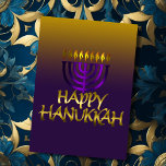 Purple Menorah Chama Feliz Cartão Hanukkah<br><div class="desc">Itens temáticos de feriado projetados por Umua. Impresso e enviado pela Zazzle ou suas afiliadas.</div>