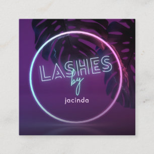 Purple Neon Lashes Business Square Cartão de visit