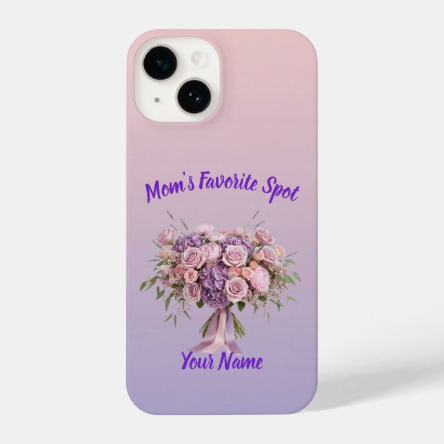 Purple Pastel Floral Mother's Day iPhone 14 Case (Verso)