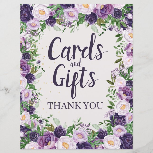 Purple Peonies Floral Cards and Gifts Sign (Frente)