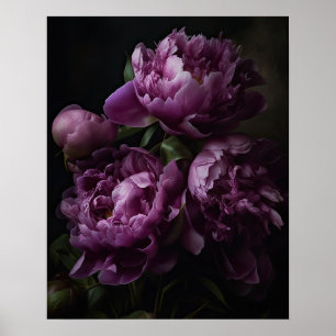 Purple Peony Flowers Art Impressão Poster