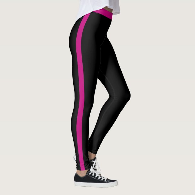 Purple Pink Side Stripe Black Leggings (Direita)