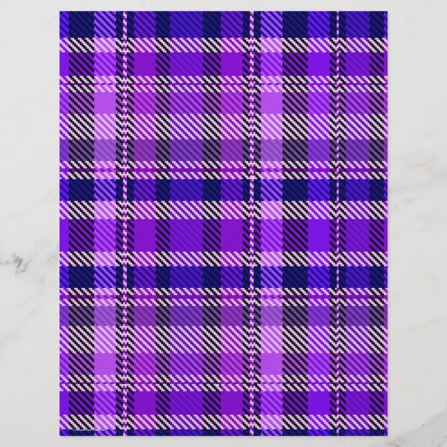 Purple Plaid Scrapbook Paper 2-Sided Page (Verso)