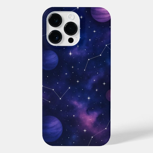 Purple Planet & Stars Phone Case – Cosmic Space (Verso)