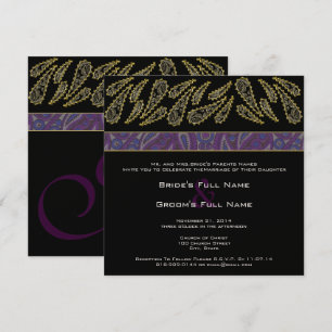 Purple Plum Paisley e Dourado Convite para Casamen