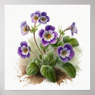 Purple Primrose Flowers Art Impressão